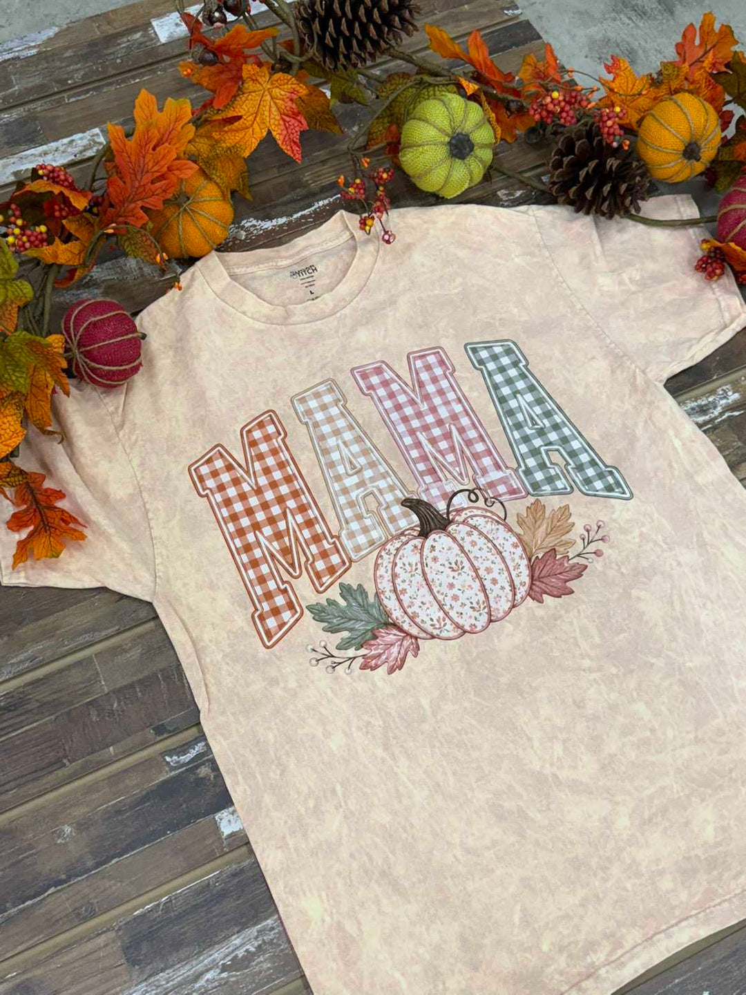 Mama Fall Pumpkin Season Mineral Washed Graphic T-Shirt