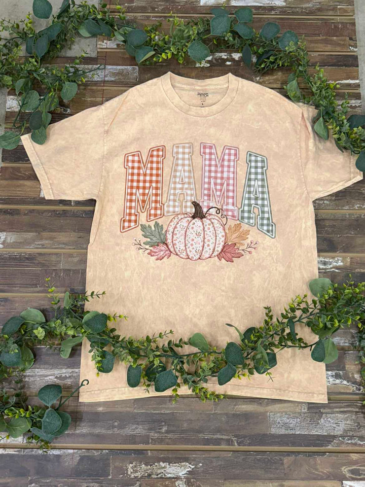 Mama Fall Pumpkin Season Mineral Washed Graphic T-Shirt