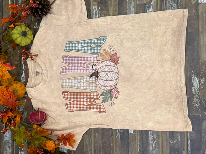 Mama Fall Pumpkin Season Mineral Washed Graphic T-Shirt