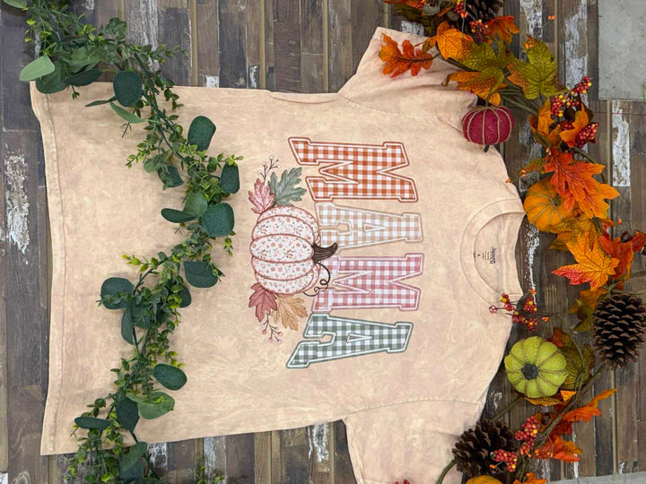 Mama Fall Pumpkin Season Mineral Washed Graphic T-Shirt