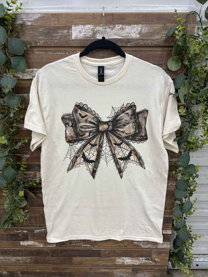 Spooky Bat Bow Graphic T-Shirt
