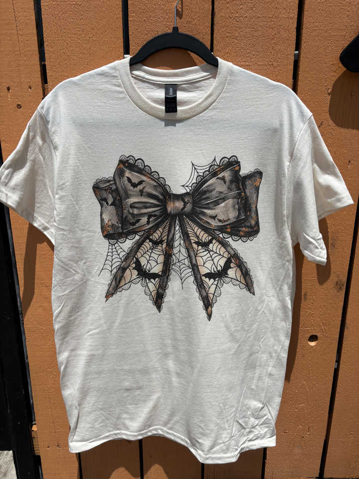 Spooky Bat Bow Graphic T-Shirt