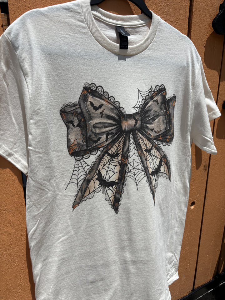 Spooky Bat Bow Graphic T-Shirt