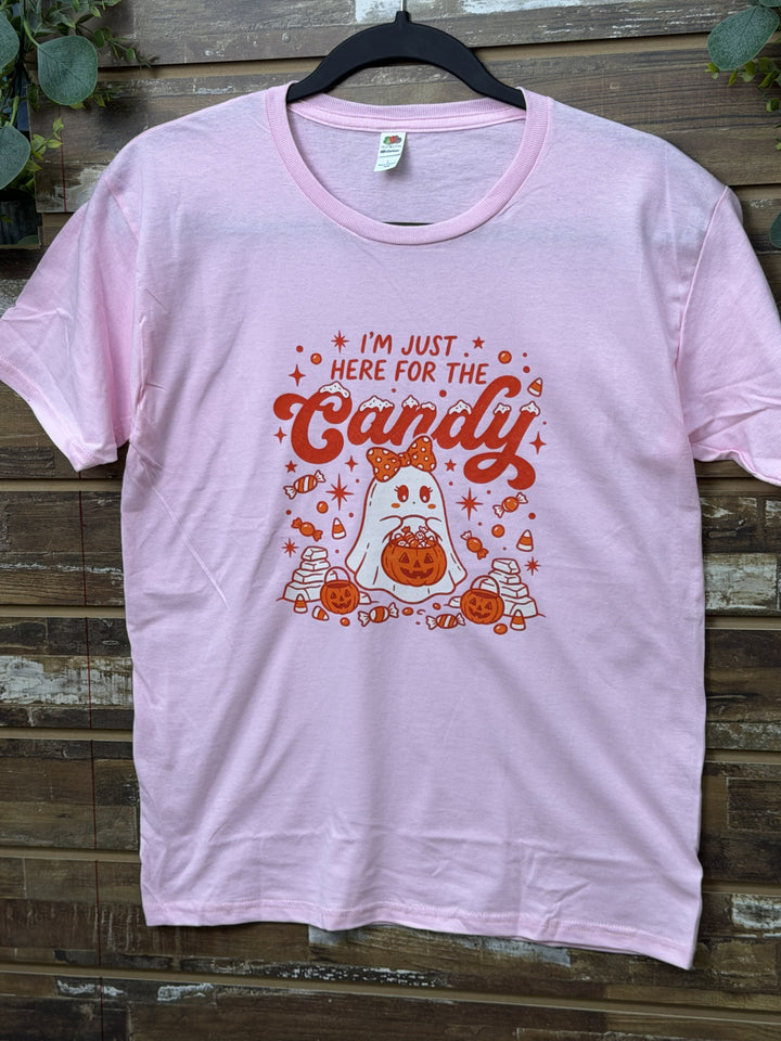 I’m Just Here for the Candy Halloween Youth Graphic T-Shirt