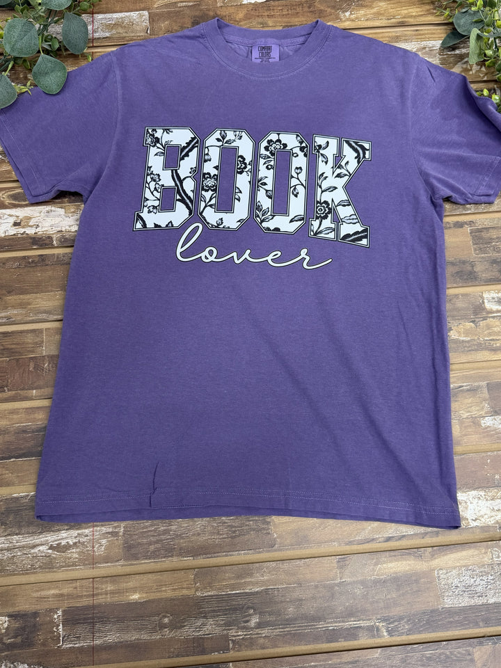 Book Lover Floral Graphic Comfort Color T-Shirt