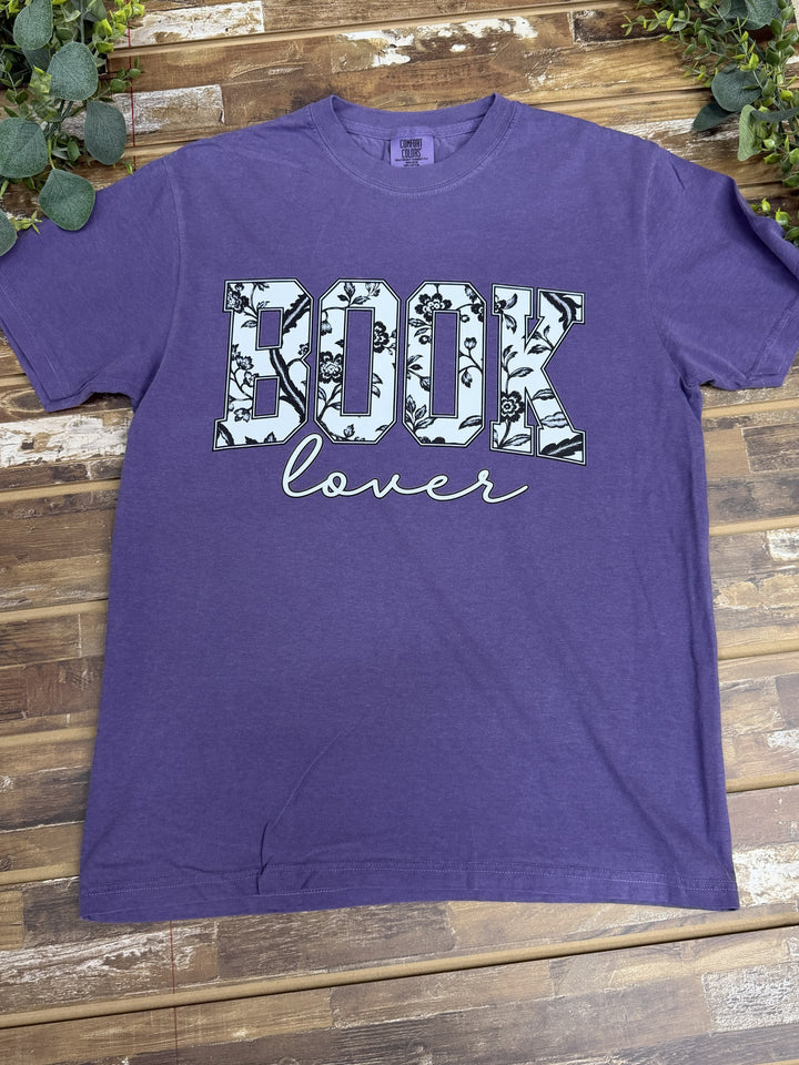 Book Lover Floral Graphic Comfort Color T-Shirt