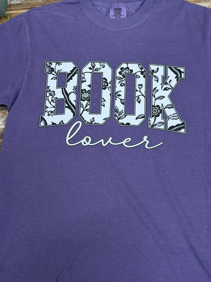Book Lover Floral Graphic Comfort Color T-Shirt