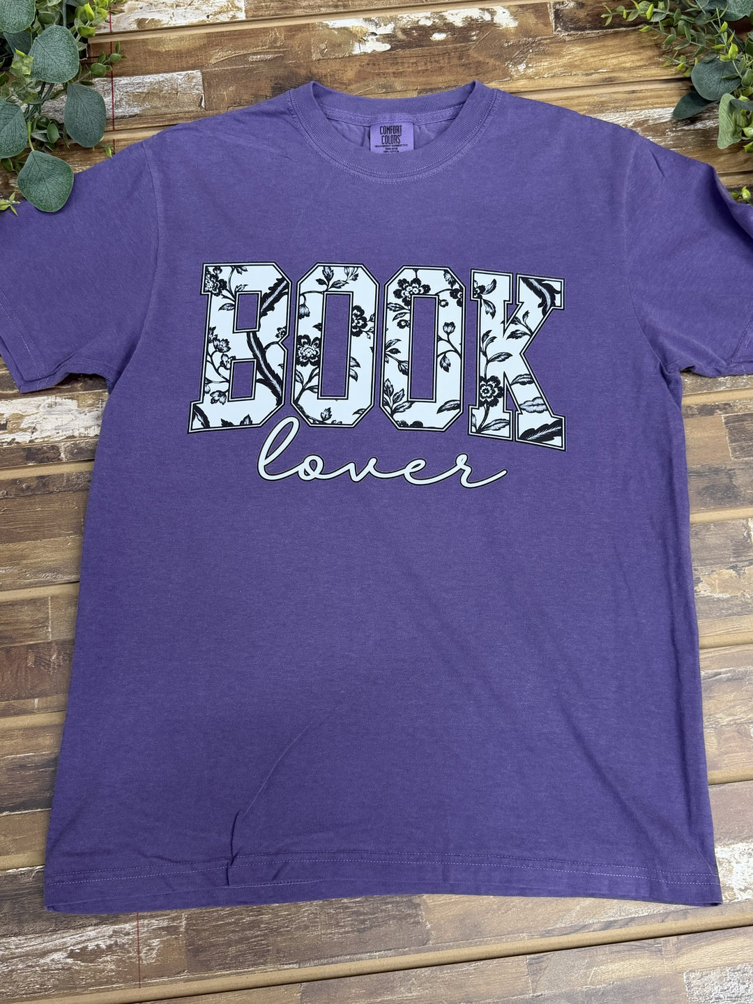 Book Lover Floral Graphic Comfort Color T-Shirt