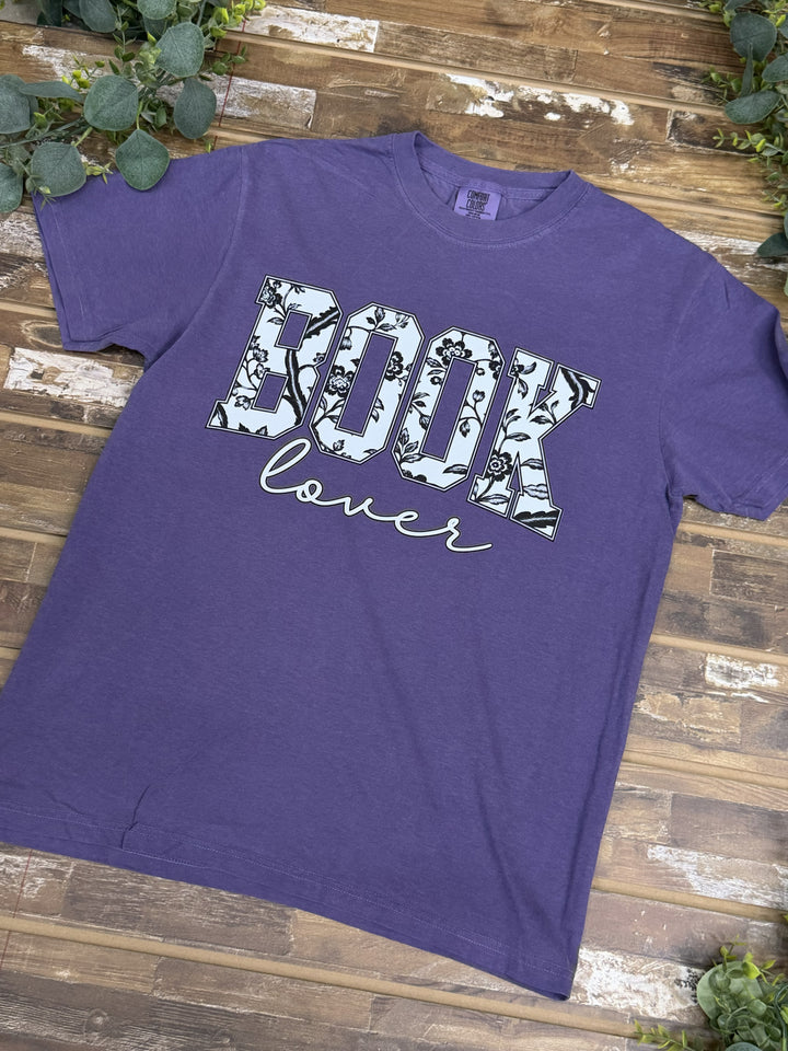 Book Lover Floral Graphic Comfort Color T-Shirt