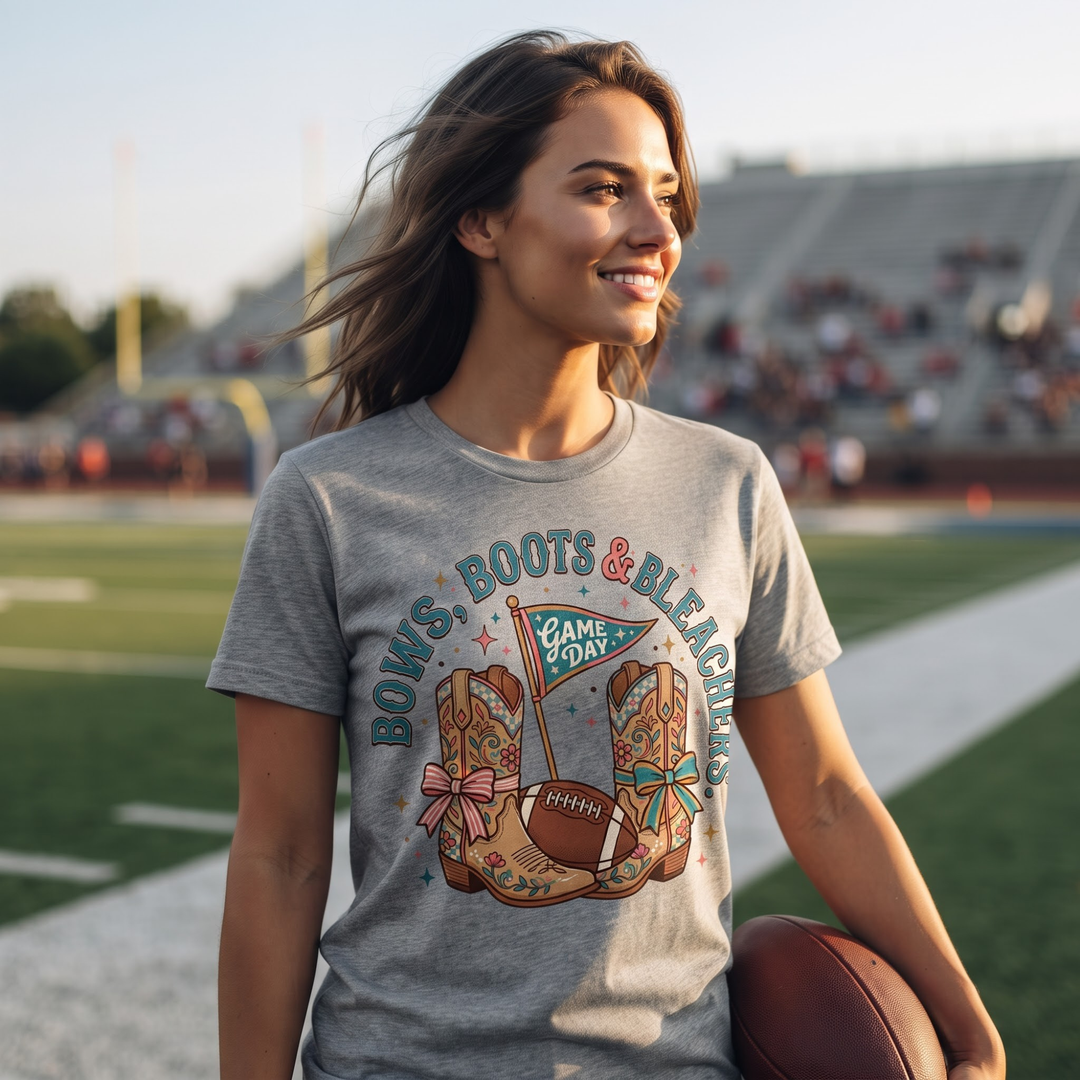 Bows, Boots &amp; Bleachers Gameday Graphic T-Shirt