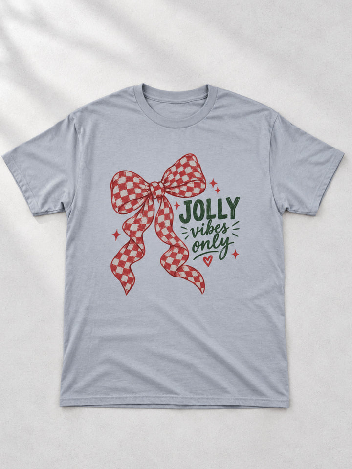 Jolly Vibes Only with Bow Graphic T-Shirt