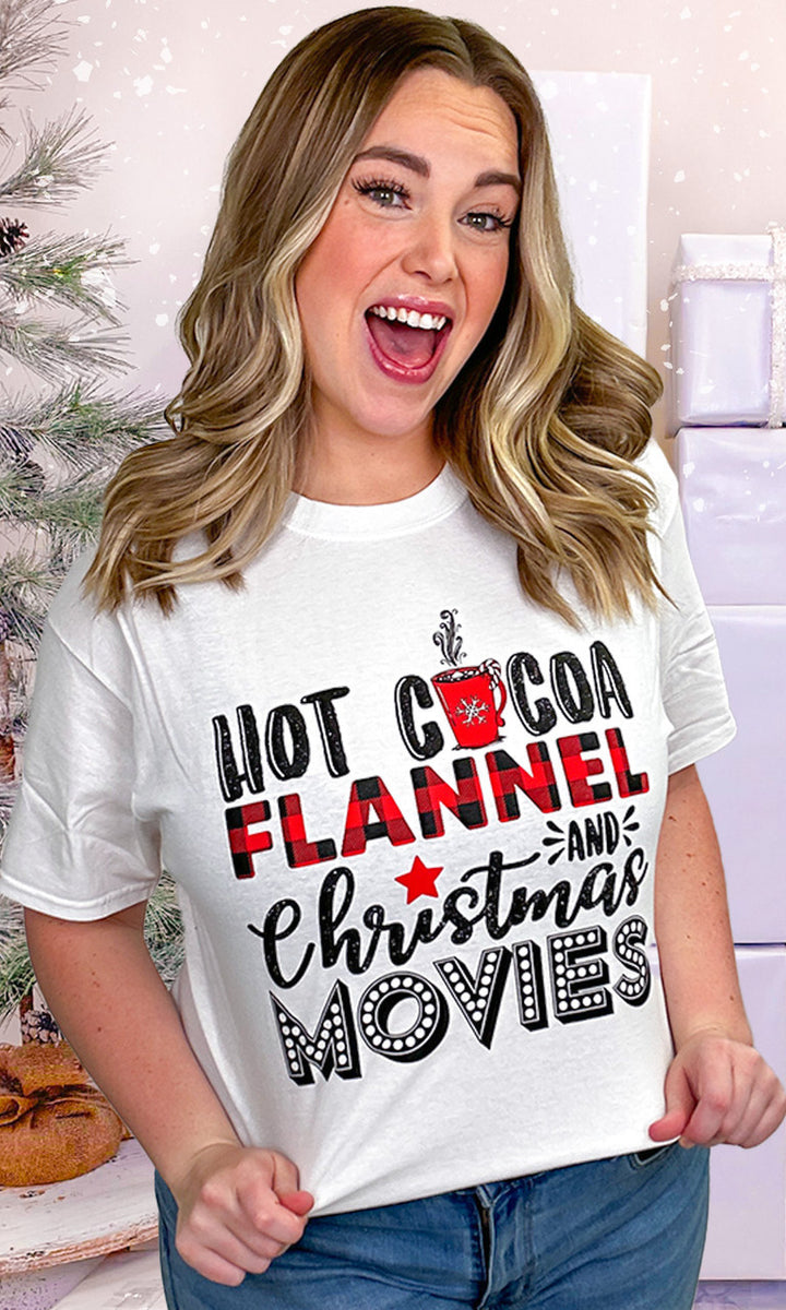 Hot Cocoa Flannels and Christmas Movies T-Shirt