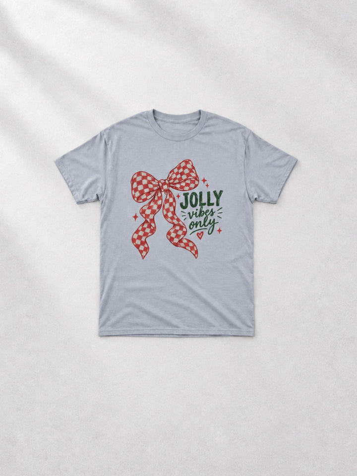 Jolly Vibes Only with Bow Graphic T-Shirt