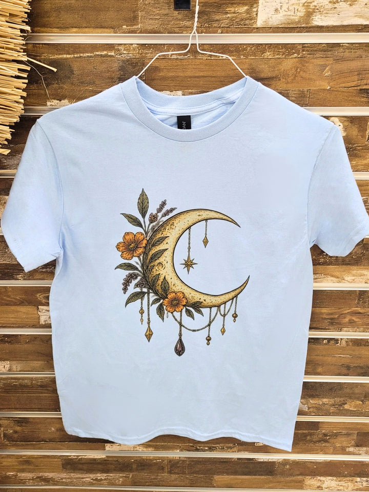 Gem Floal Moon with Stars Graphic T-Shirt