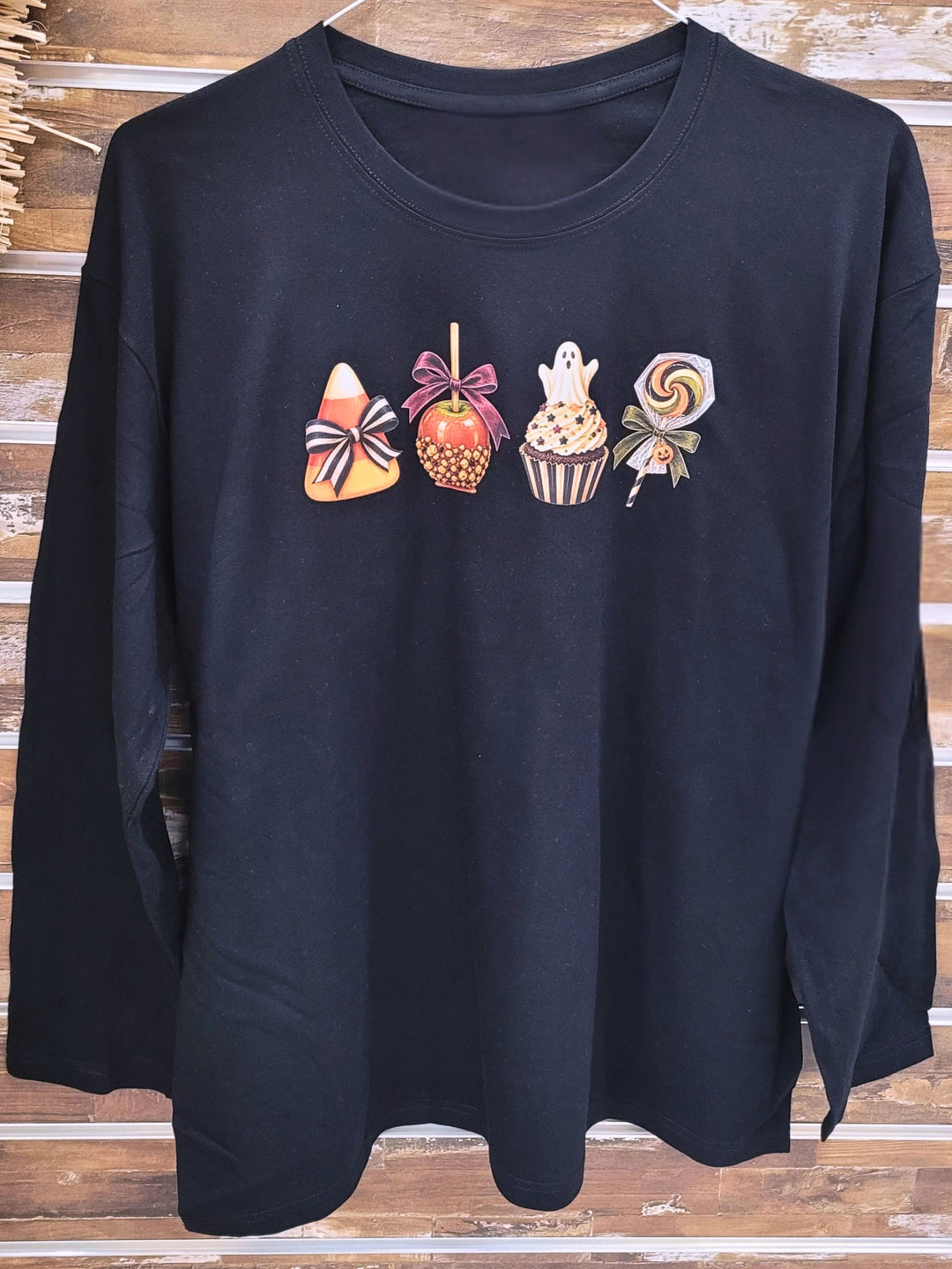 Halloween Candy LineUp Boyfrind Long Sleeve Graphic T-Shirt