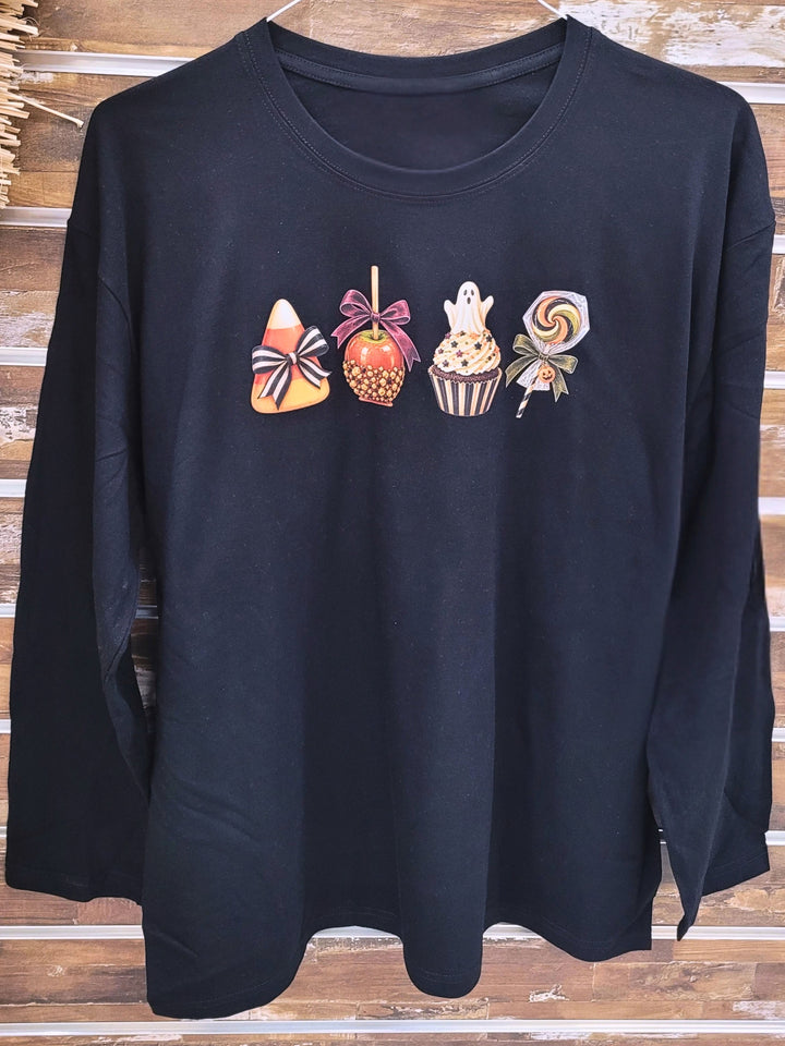 Halloween Candy LineUp Boyfrind Long Sleeve Graphic T-Shirt