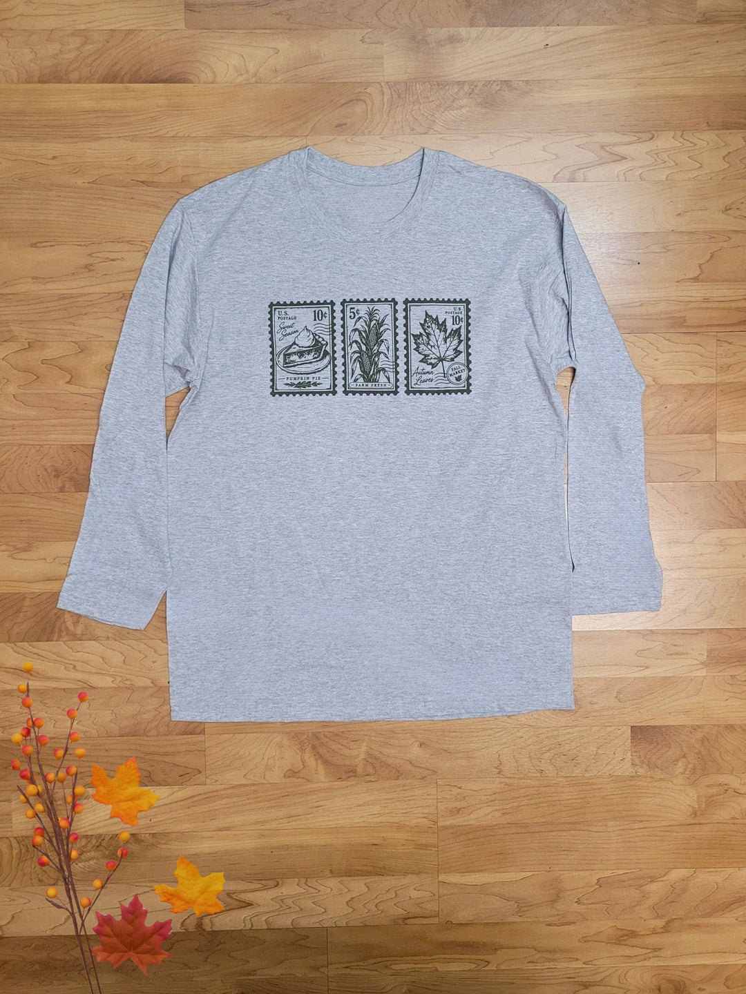 Pumpkin Pie Stamps Boyfriend Long Sleeve Graphic T-Shirt