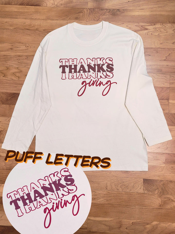 Magic Puff Thankgiving Shadow Boyfriend Long Sleeve Graphic T-Shirt