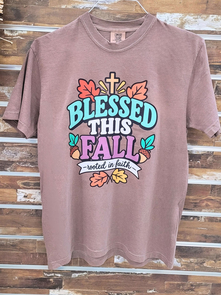 Blessed This Fall Rooted in Faith Graphic Comfort Color T-Shirt