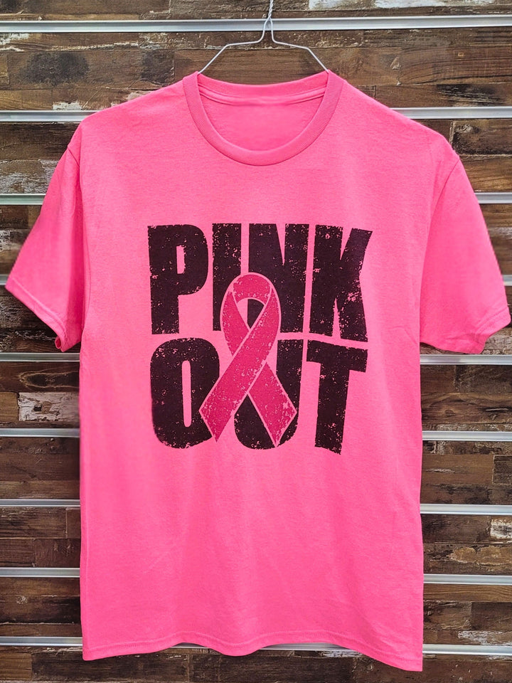 Grunge Pink Out Ribbon Graphic T-Shirt
