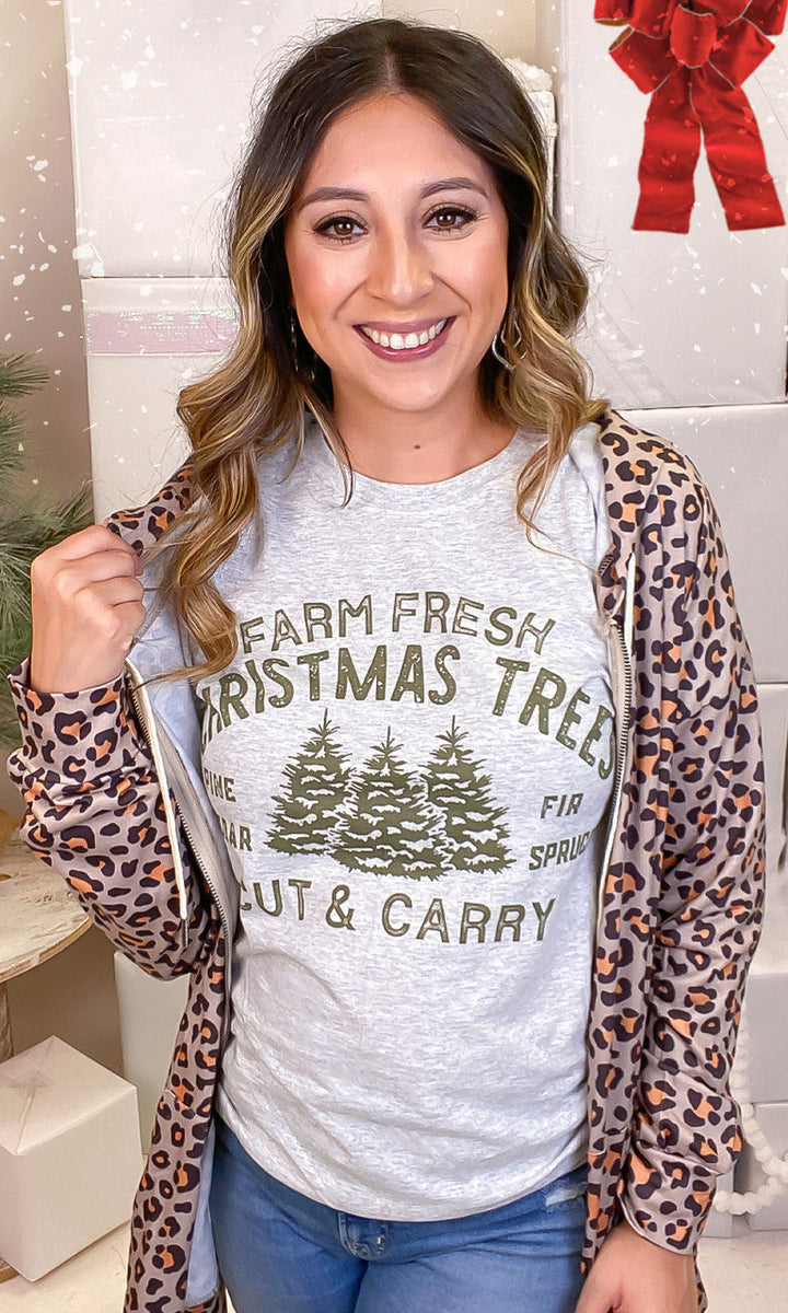 Farm Fresh Christmas Trees Graphic Long Sleeve T-Shirt