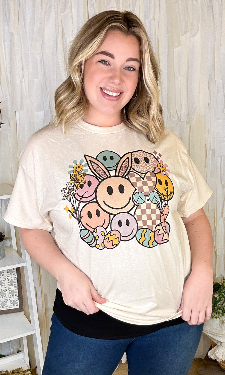 Smiley Easter Bunny Graphic T-Shirt