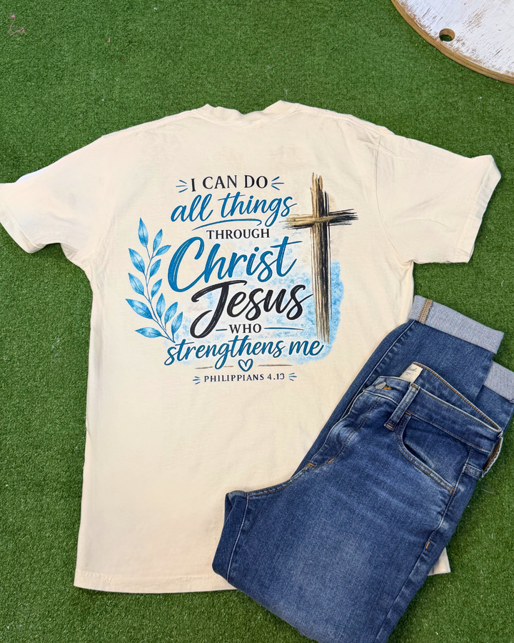 Jesus Who Strengthens Me Graphic Comfort Color T-Shirt