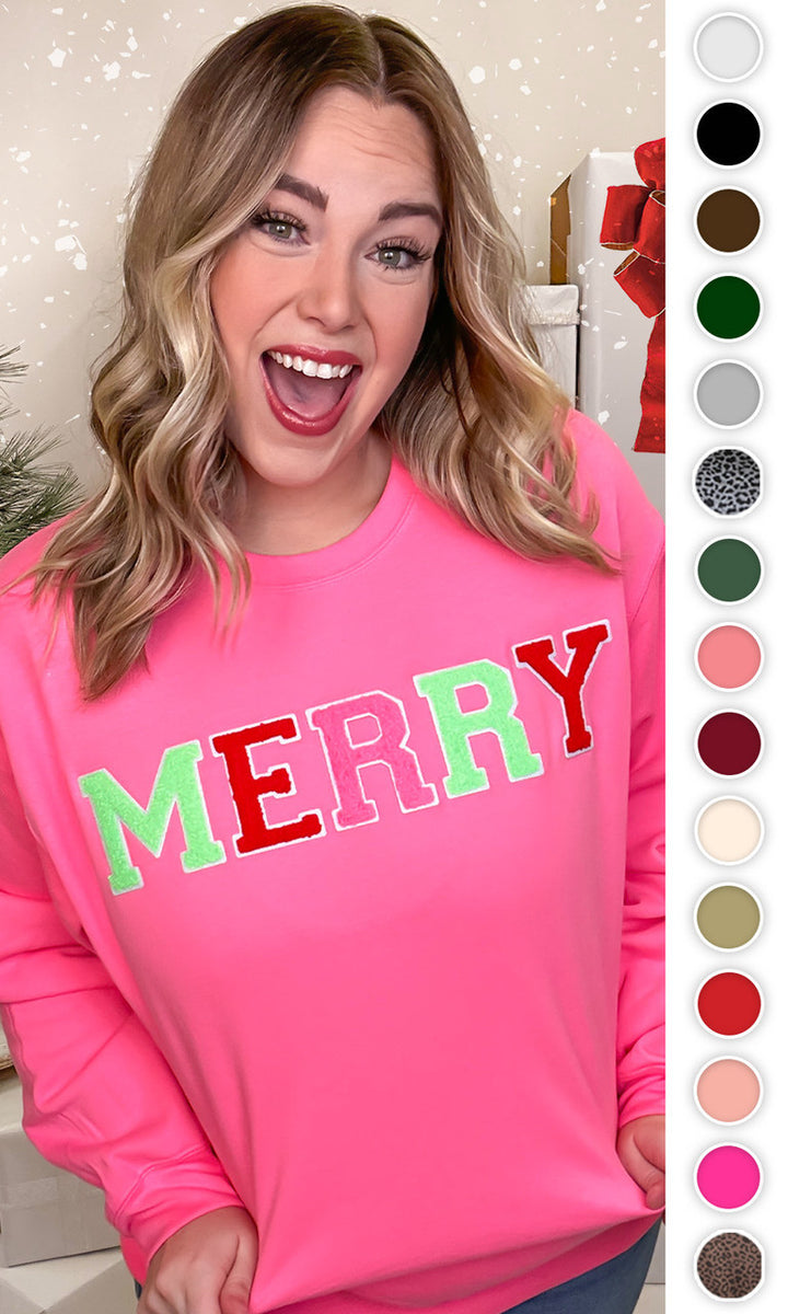 Soft Chenille Merry Graphic Sweatshirt