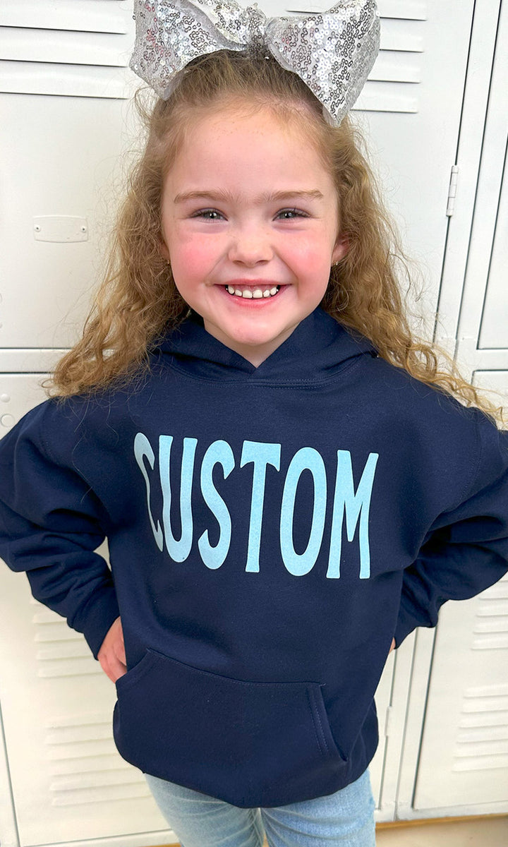 Custom Flock Big Letter Youth Hoodie