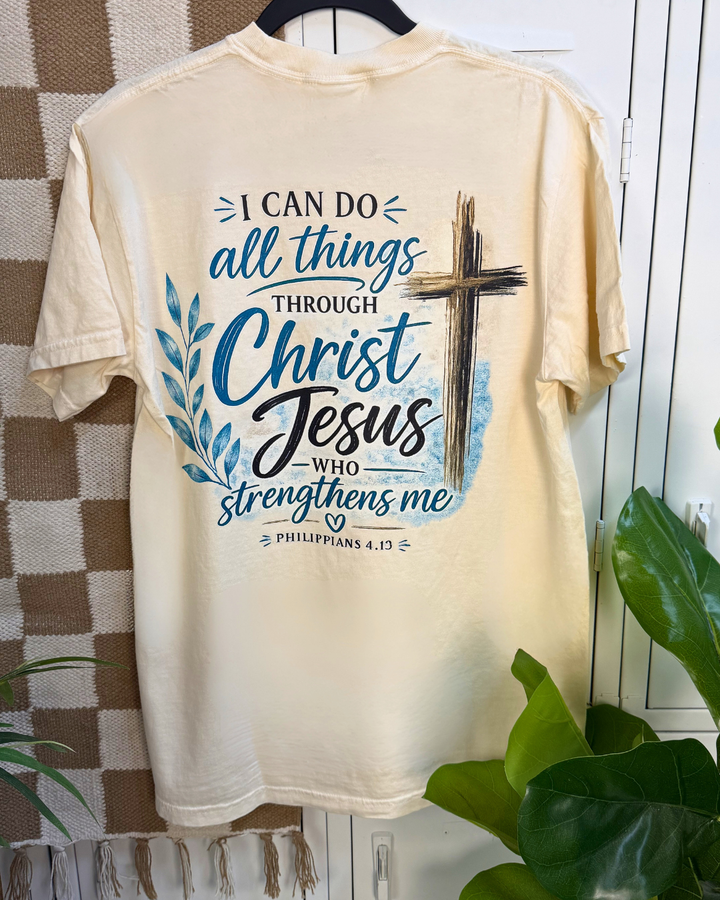 Jesus Who Strengthens Me Graphic Comfort Color T-Shirt