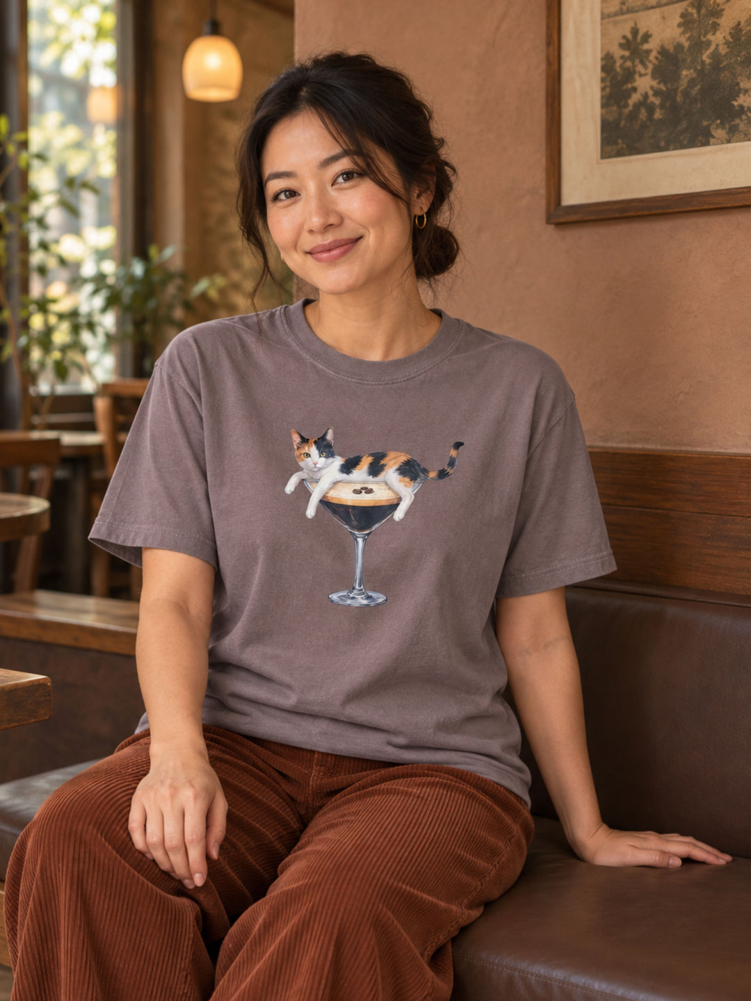 Espresso Meow-tini Graphic Comfort Color T-Shirt