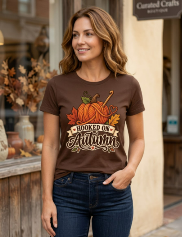 Crochet Hooked On Autumn Graphic T-Shirt