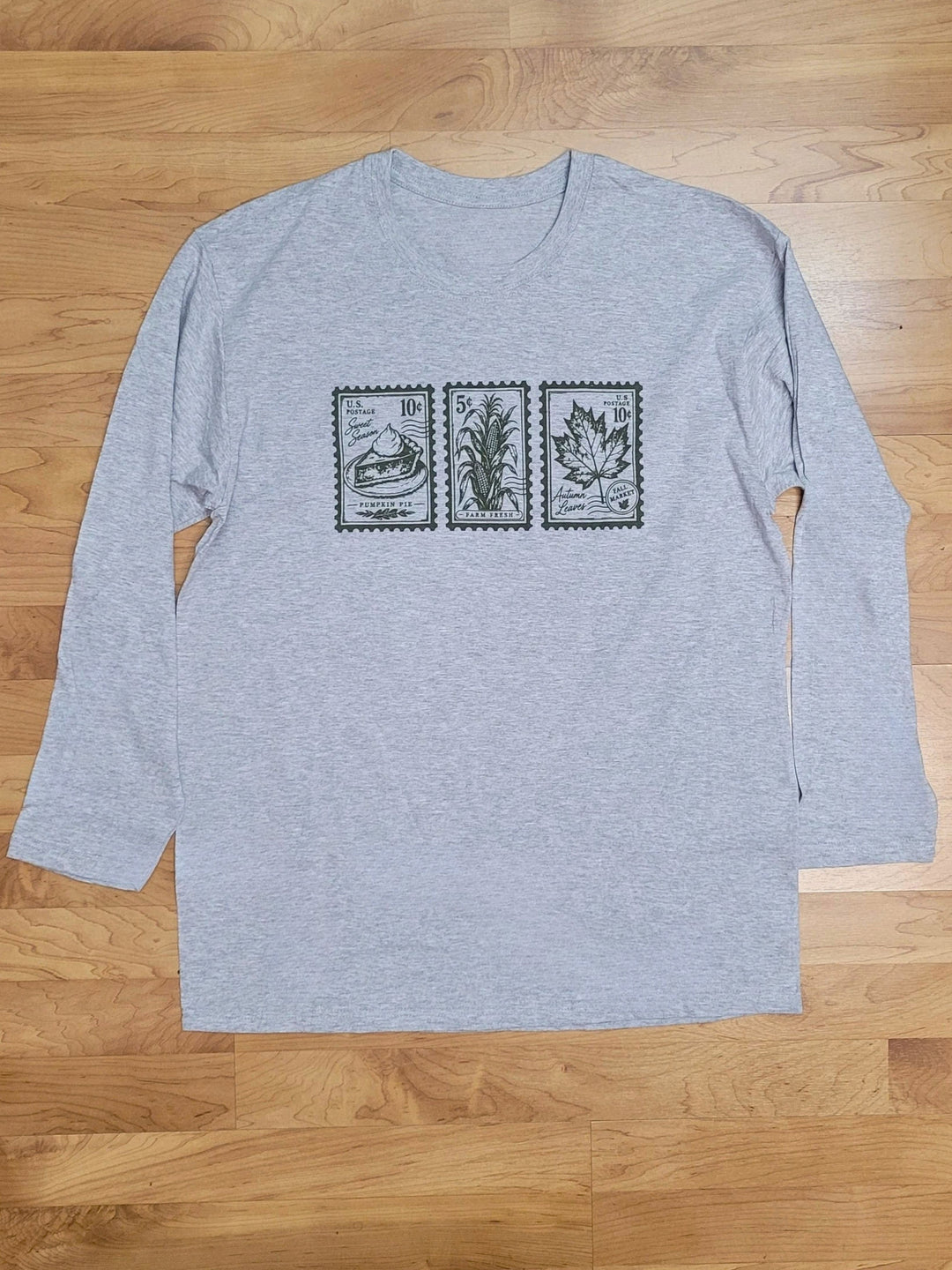 Pumpkin Pie Stamps Boyfriend Long Sleeve Graphic T-Shirt