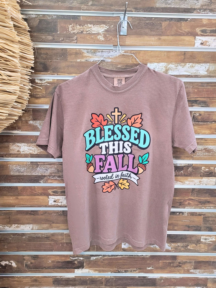 Blessed This Fall Rooted in Faith Graphic Comfort Color T-Shirt