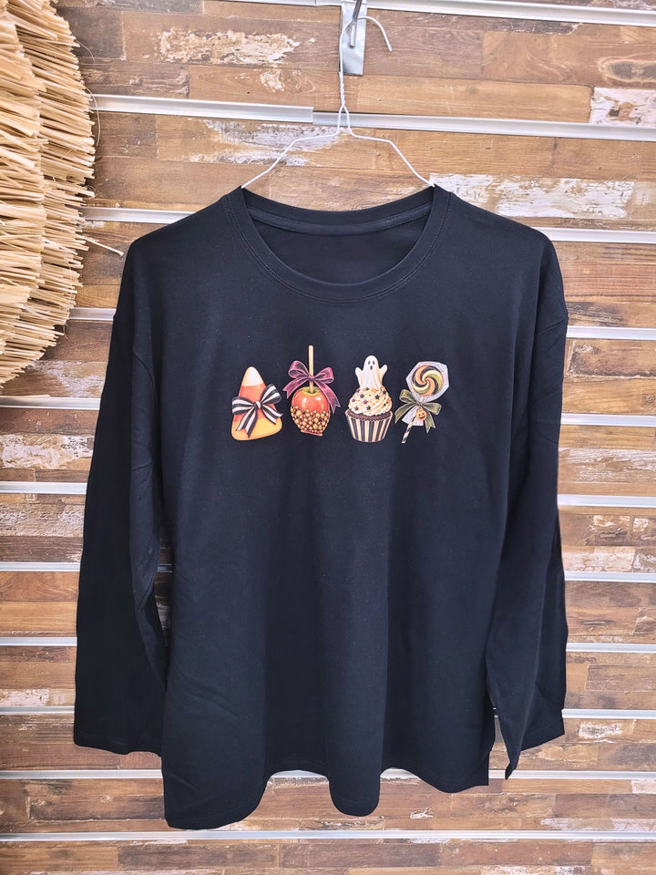Halloween Candy LineUp Boyfrind Long Sleeve Graphic T-Shirt