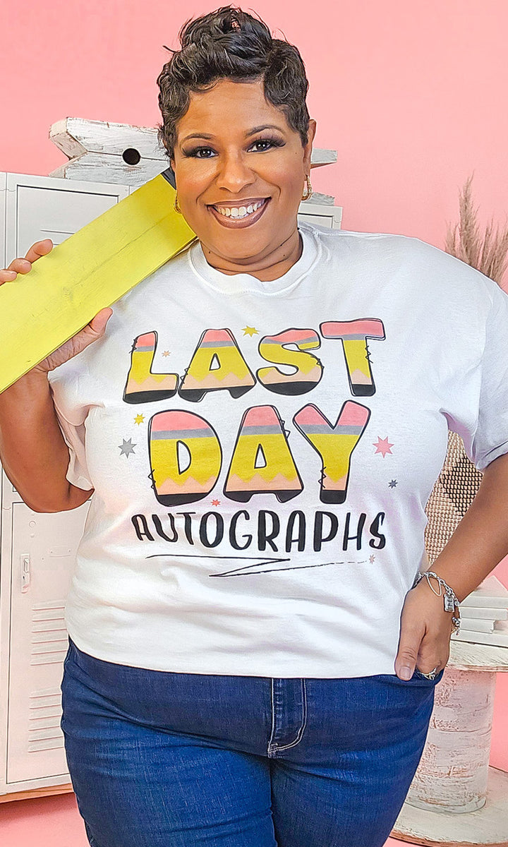Pencil Last Day Autographs Adult Graphic Shirt
