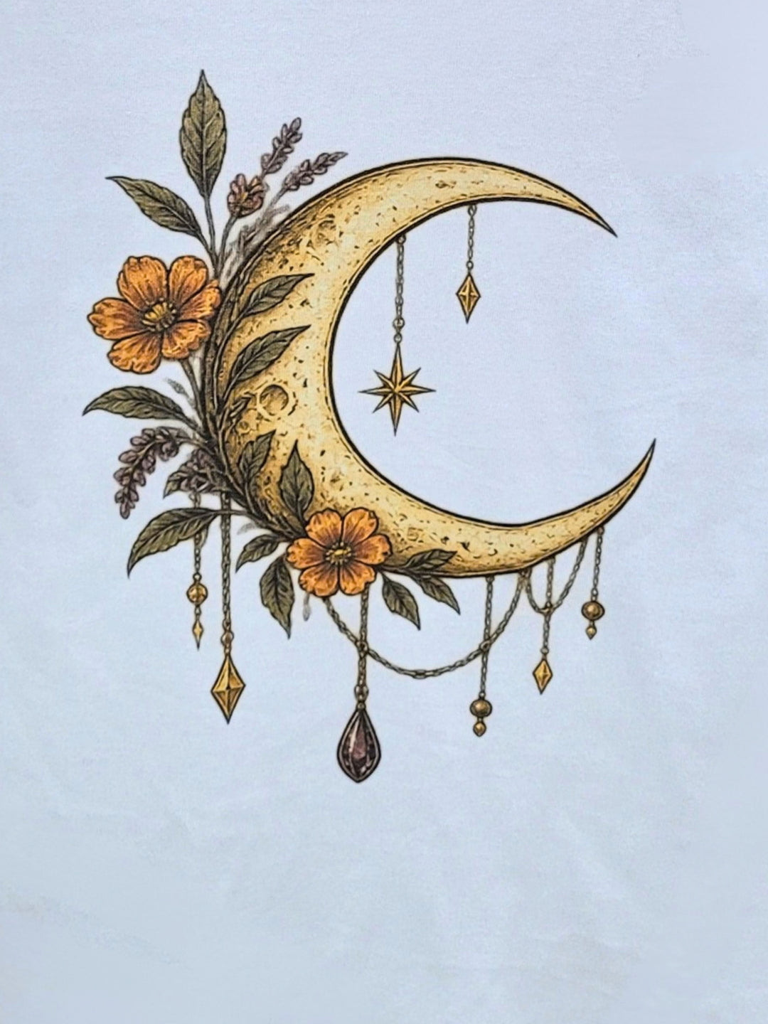 Gem Floal Moon with Stars Graphic T-Shirt