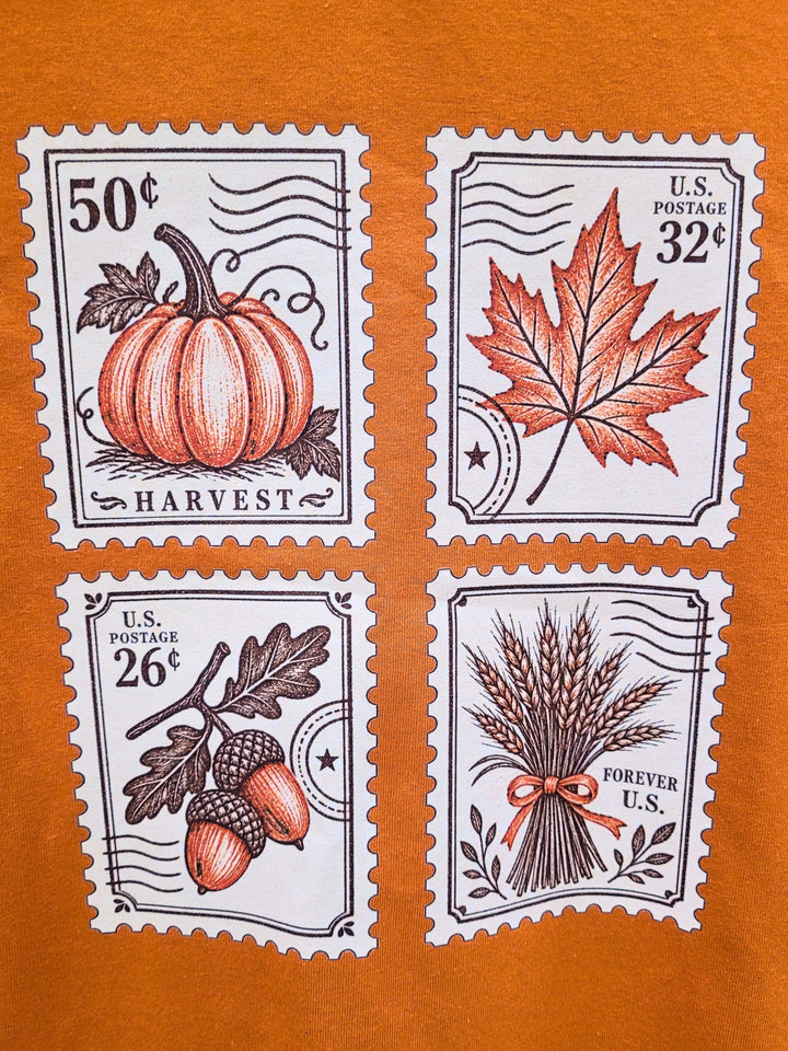 Orange Fall Stamps  Graphic T-Shirt