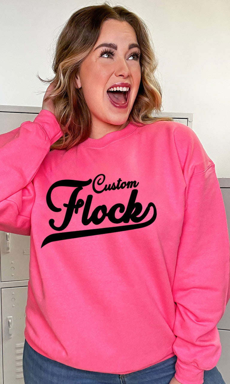 Custom Flock Design Custom Flock Script Adult Sweatshirt – Tees2urdoor