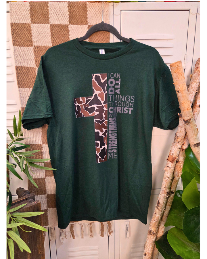 Camo(Womens) Philippians 4:13 Graphic T-Shirt