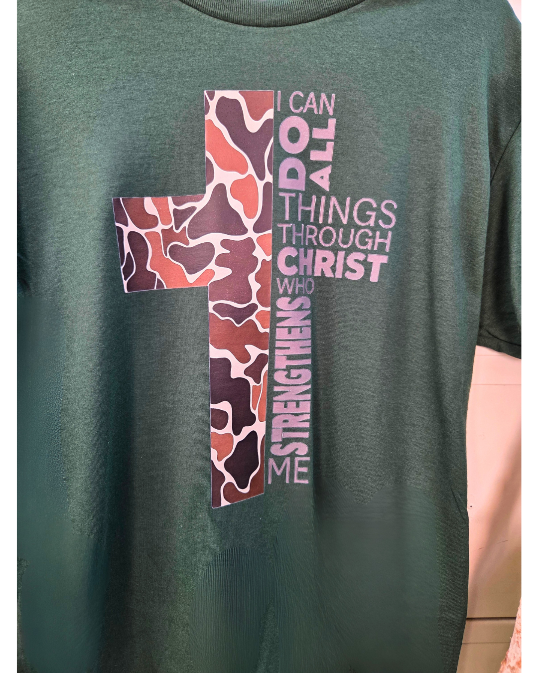 Camo(Womens) Philippians 4:13 Graphic T-Shirt