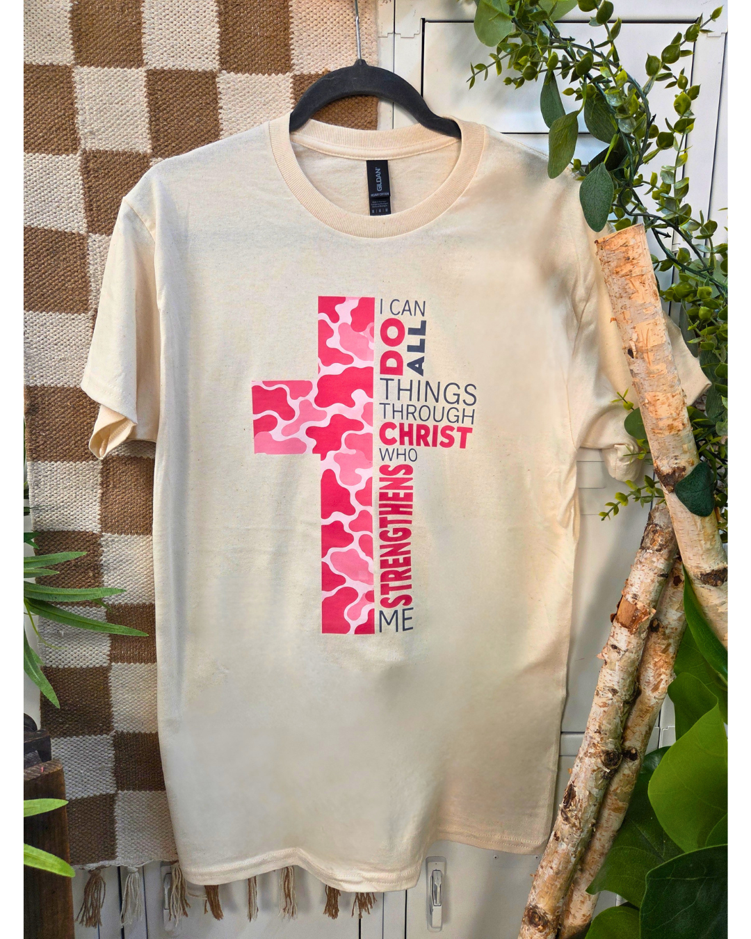 Camo(Womens) Philippians 4:13 Graphic T-Shirt