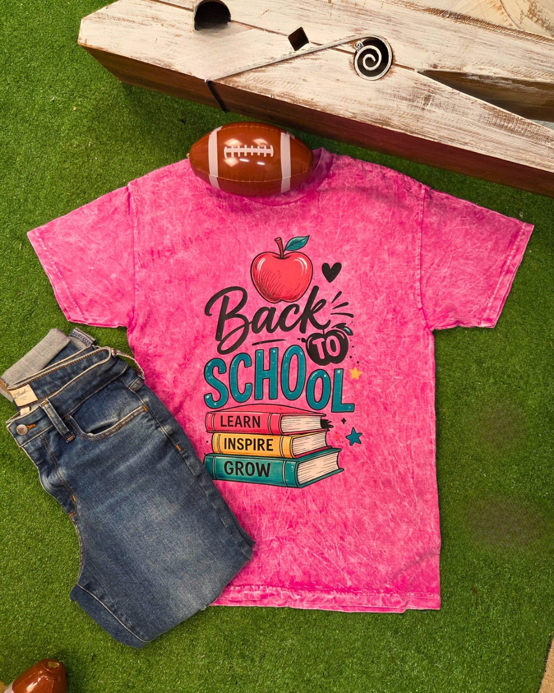 Back To School Apple Mineral Washed Graphic Shirt