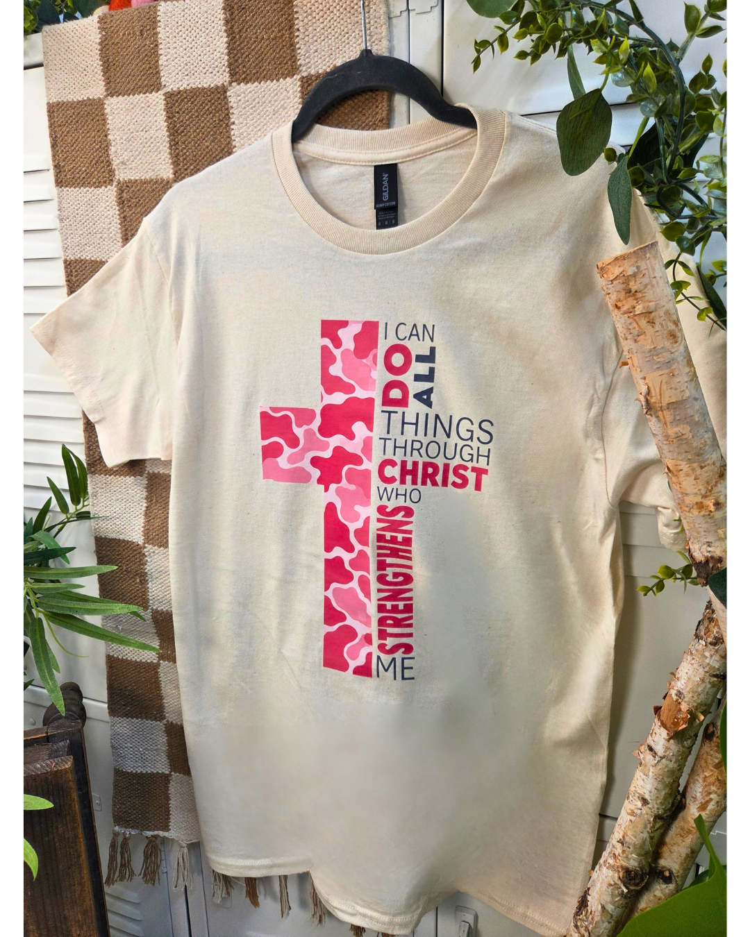 Camo(Womens) Philippians 4:13 Graphic T-Shirt