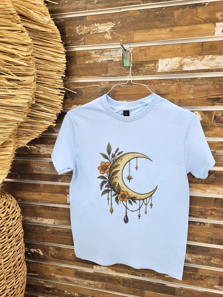Gem Floal Moon with Stars Graphic T-Shirt