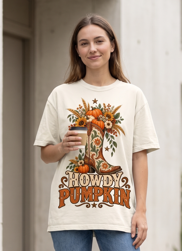 Howdy Pumpkin Western Fall Comfort Color T-Shirt