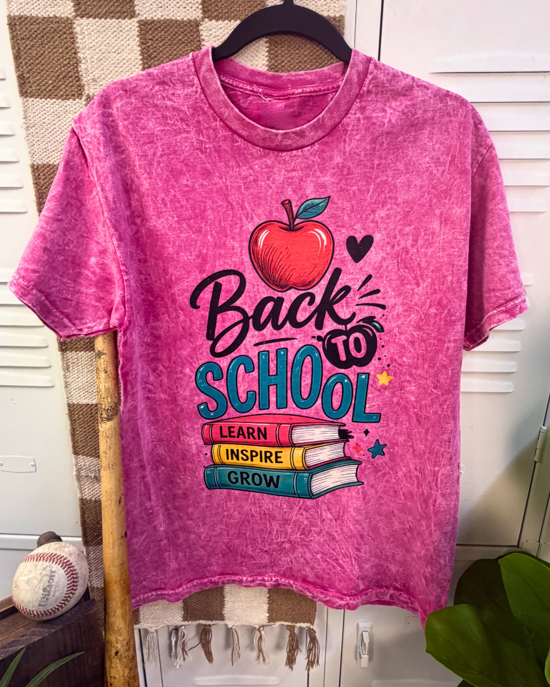 Back To School Apple Mineral Washed Graphic Shirt