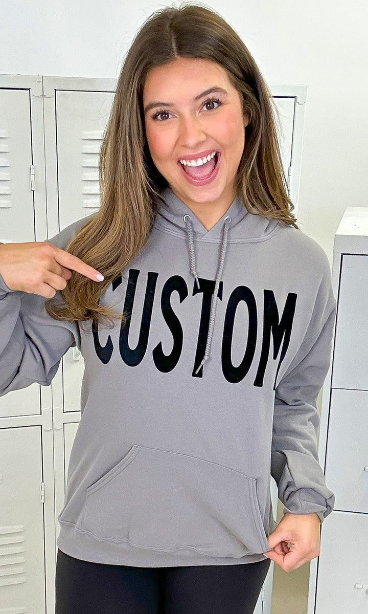 Custom Flock Big Letter Adult Hoodie