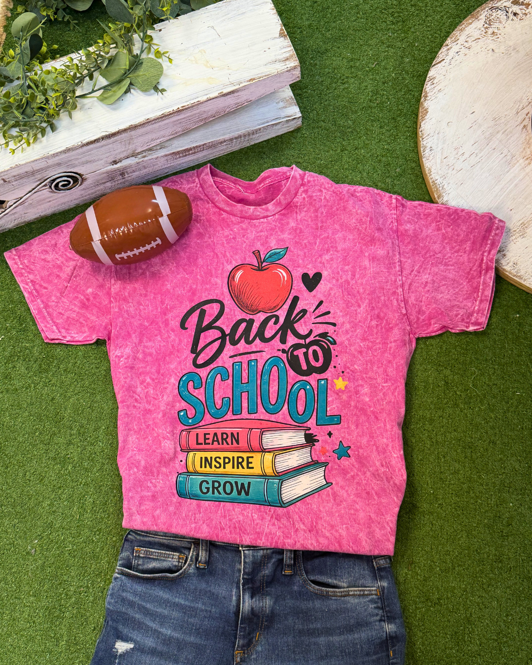 Back To School Apple Mineral Washed Graphic Shirt