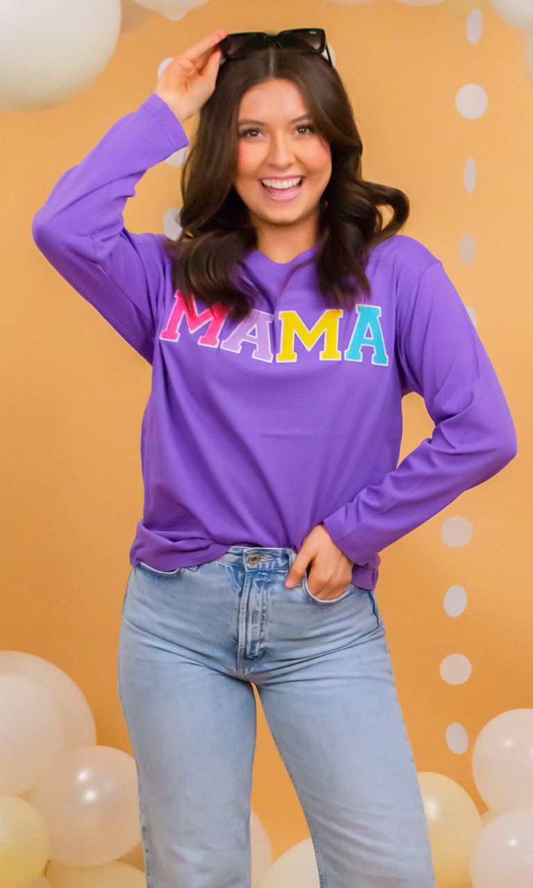 Soft Chenille Mama Boyfriend Long Sleeve